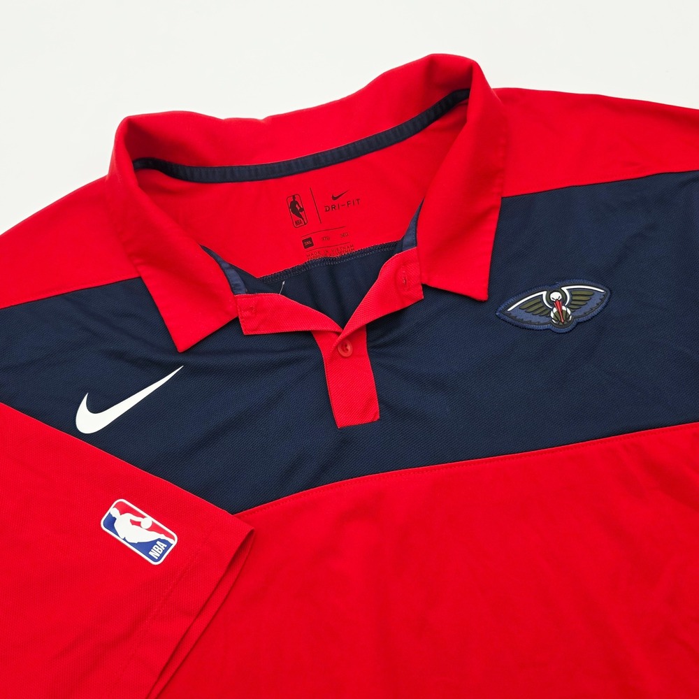 Nike New Orleans Pelicans NBA Dri-FIT Polo Shirt Mens 3XL Red Navy Blue Logo